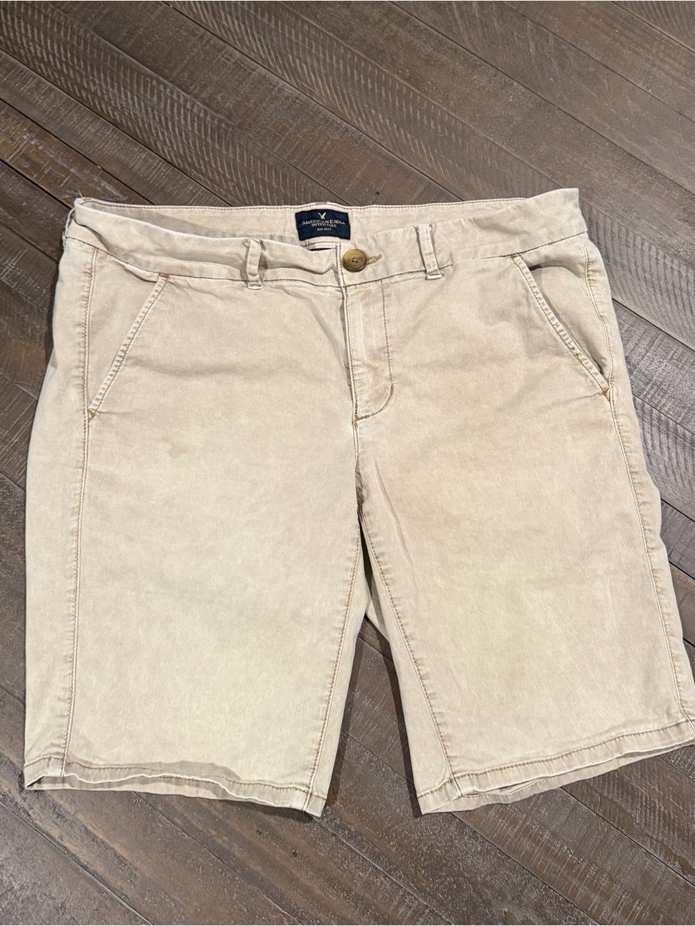 American Eagle Outfitters Light Beige Flat Front Chino Shorts